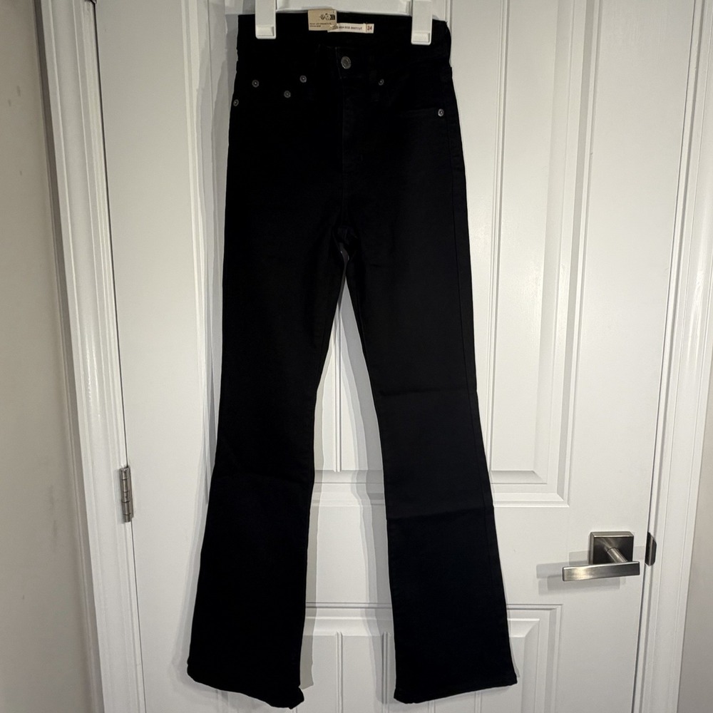 Levi's 725 High Rise Bootcut Jeans Womens 24X32 Black Stretch Denim
